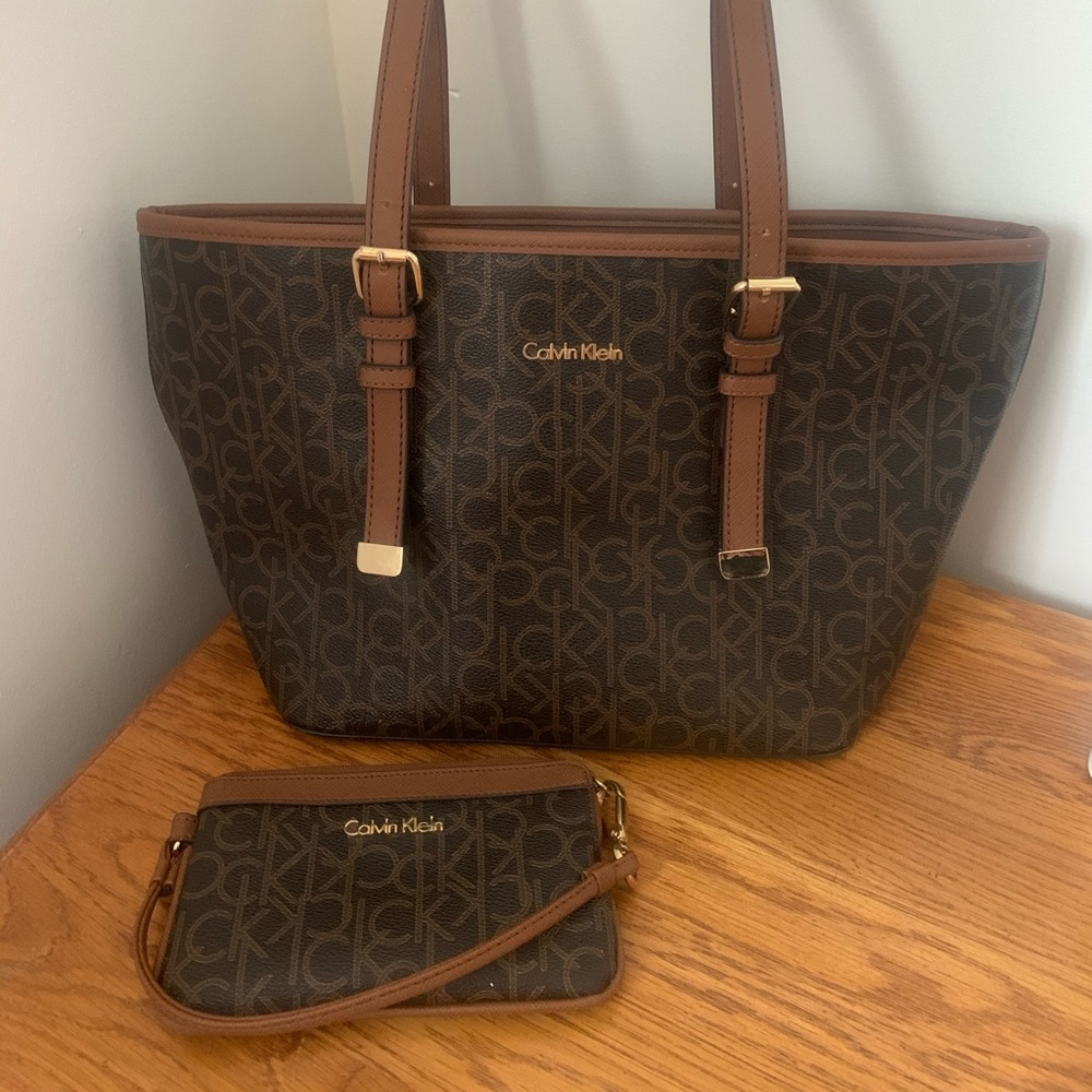 Calvin Klein handbag and wristlet